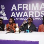 Tanzanian music director, Folex, who won AFRIMA’s Best Music Video of the Year, Victoria Nkong, Associate Producer, All Africa Music Awards (AFRIMA), Best Male Artiste Eastern Africa, Juma Jux; and Seleman Mabisso, Acting Assistant Director of the Music Department at the National Arts Council of Tanzania, BASATA, during the Media and Stakeholders Parley held to review the impact of the awards on the region’s music industry, at the Urban by City Blue Hotel, Dar es Salaam, Tanzania... recently